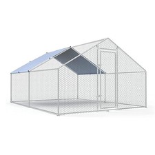 Large Metal Chicken Coop Walk-in Poultry Cage Chicken Run Pen Duck House with...