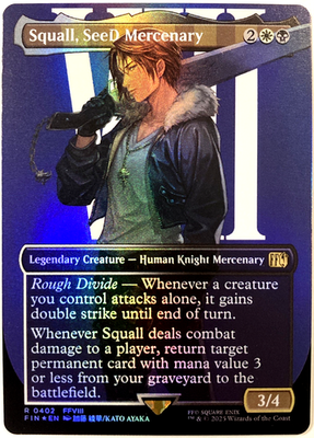 MtG Final Fantasy Rare Squall, SeeD Mercenary #402 [Borderless Alternate Art]