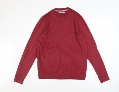 Hilfiger Denim Herren Pullover rot Baumwolle Rundhals XL