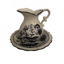 Blue Onion Porcelain Cream Pitcher and Saucer Set