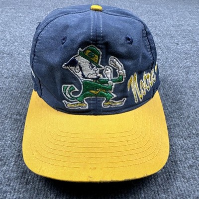 Vintage Notre Dame Fighting Irish Hat Cap Strap Back One Size Blue NCAA Apex One