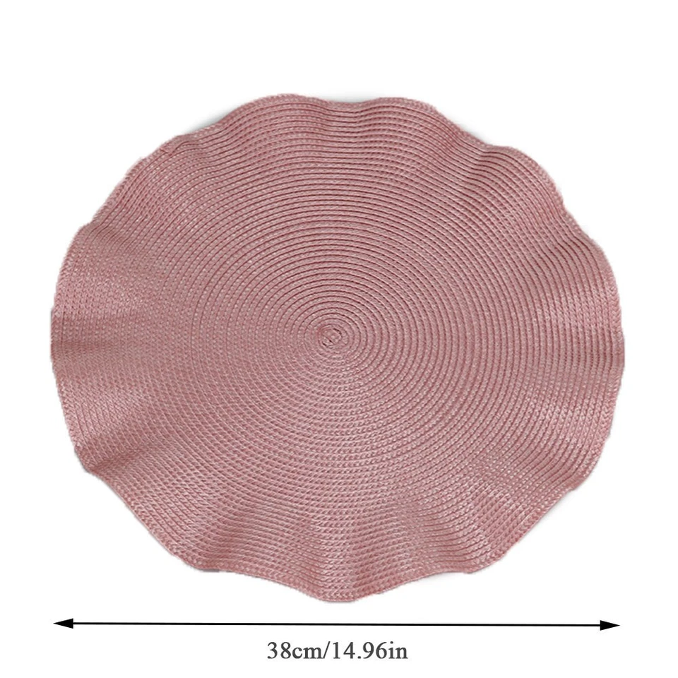 1-4Pcs Round Woven Braided Placemats Dining Kitchen Table Mats Washable Non-Slip - Image 4 of 4