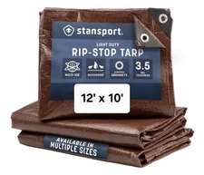 Versatile 12' X 10' Brown Tarp with Rip-Stop Technology - Lightweight & Portable