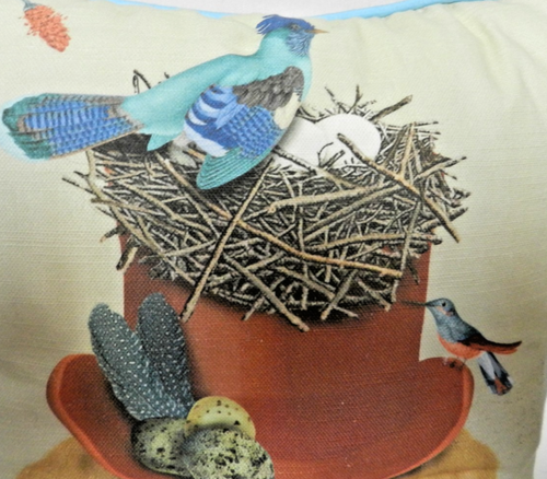 Fab Funky Milliners Collection gelber Labrador mit Vogel neues Kissen England 16x16 - Bild 4 von 16