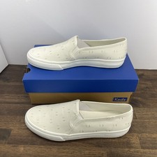 NUEVO Zapatos de mujer Keds talla 8,5, doble piso metálico blanco roto/dorado WF67198