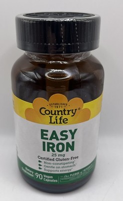 Country Life Easy Iron Gentle On The Stomach 25 mg 90 Capsules. EXP : 12/28