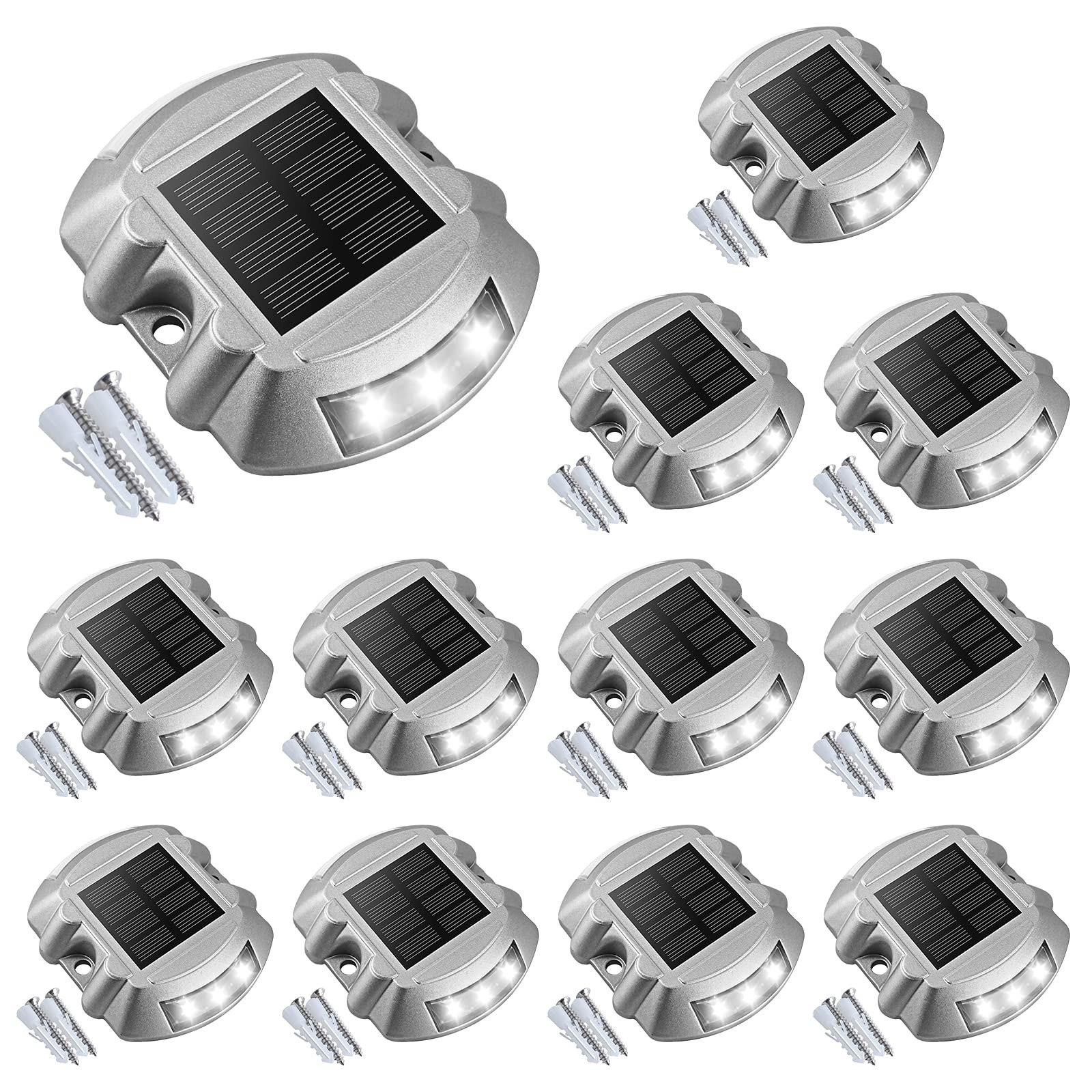 VOLISUN Solar Deck Lights Driveway Dock , 12-Pack Led IP67 Waterproof Outdoor