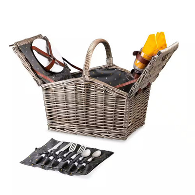 Piccadilly Wood Tan Picnic Basket