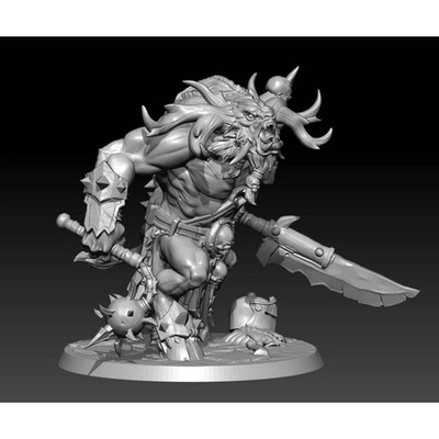 56mm 3D Print Model Kit Warrior Berserk Monster Fantasy Unpainted