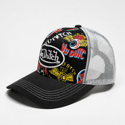 Von Dutch Black Graphic Trucker Cap White Mesh Snapback Adjustable Streetwear