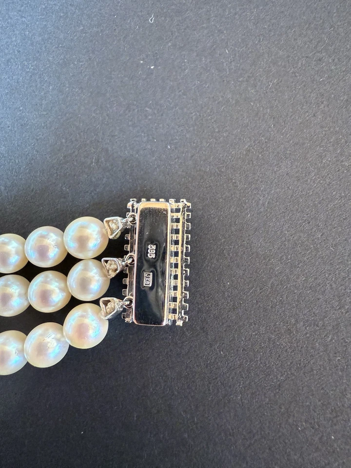 Perlenarmband / Armkette aus 585 Gold Weißgold Perlen Rubine, 14 Karat, - Bild 4 von 4