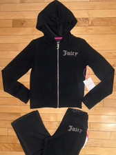 NEW NWT JUICY COUTURE Bling Logo Tracksuit Set Black Size S