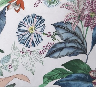 YVES DELORME BAHAMAS BOTANICAL QUEEN DUVET COVER LILY FLOWER TROPICAL GREEN BLUE
