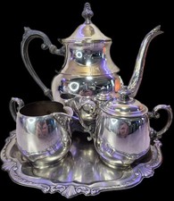 Old Rogers Silver Co Silver Plate VTG 5 Pc Coffee Tea Set Tray Pot Cream Sugar