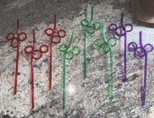 Disney Mickey Mouse Drink Straw 10" Reusable WDW New LOT red green purple RARE 