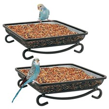Ground Platform Bird Feeder Metal Tray for Outside Garden Wild Bird Feeders w...
