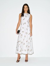 NEW Reformation Cecilia Linen Maxi Dress Floating Rose White Floral US 6 UK 10