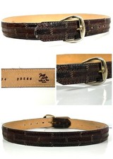 Tony Lama Belt Size 34 Robus Leather Brown Zig-Zag Stitch USA MADE 20544 
