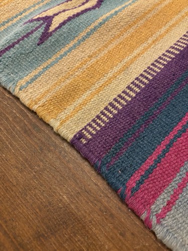 "Alfombra de lana tejida textil nativa americana vintage manta suroeste 64x32""" - Imagen 10 de 13