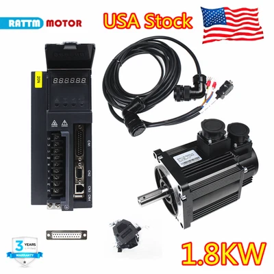 RATTM MOTOR 『US』1.8KW 220V AC Servo Motor Driver Kit 4000rpm 16N.m φ19mm Shaft 110mm Flange