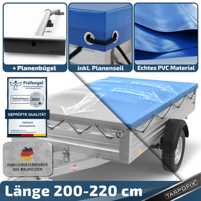 Anhängerplane Flachplane opt. Planenbügel PKW Anhänger Abdeckplane wasserdicht