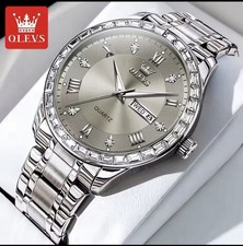 OLEVS Luxury Men's Quartz Watch Stainless Steel, Dual Calendar, Business Model