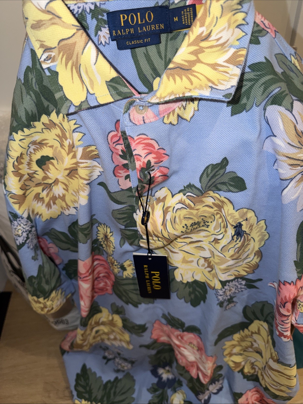 Polo Ralph Lauren Hawaiian Floral Pastel Multicolor Flowers Shirt Polo Vintage 