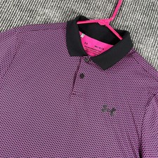 Under Armour Performance Polo Shirt Mens Medium Purple Geometric Short Sleeve