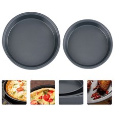2 Pcs Carbon Steel Pizza Pan Food Serving Plate Rust-proof Bakeware