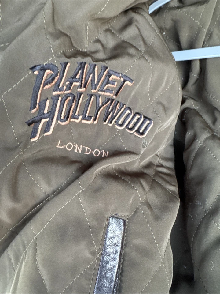 Jaqueta de couro marrom reversível Planet Hollywood London - Imagem 3 de 4