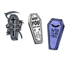 Haunted Doll Active Spirit Creepy Coffin Wish You Were Here Stickers Lot Of 3
