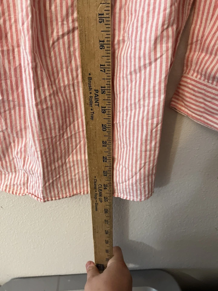 Camisa Oxford con botones GAP para niños cuello abotonado larga Slv grande rosa a rayas Foto 4 de 4