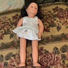 Our Generation Doll Black Hair green Eyes white Dress 18  Battat Doll