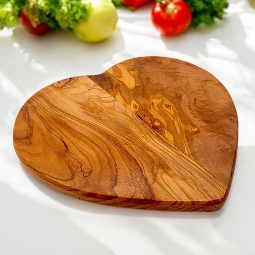 Olive Wood Heart Shaped Serving Tray Charcuterie Board Gift Rustic Chopping - Picture 8 of 21