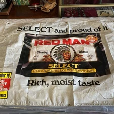 Rare 1996 Red Man Indian Tobacco Plastic Rolled Advertising Sign Banner 48X36 