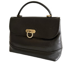 Authentic Bally Handbag Black Leather From Japan 0863