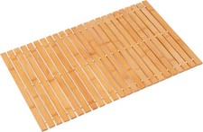 Natural Wooden Bath Mat 16x24 Inch - Non-Slip Waterproof Shower Floor Rug