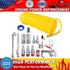 20pcs Air Compressor Accessory Kit 25Ft Recoil Hose Gun Nozzles Set 1/4" NPT New