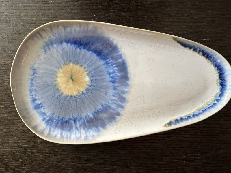 Hand Painted - Anthropologie - Radial Blue Glazed Tie Dye Platter Spring Easter