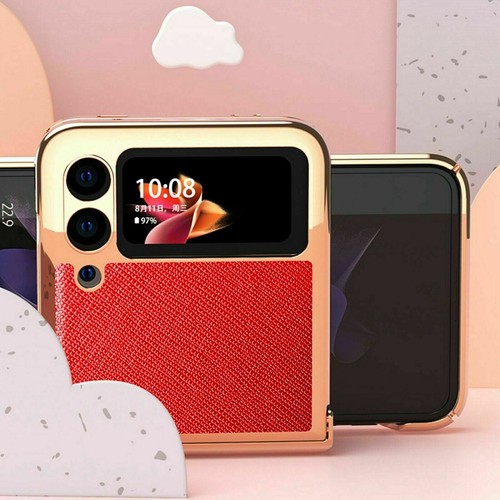 For Samsung Galaxy Z Flip 3 5G Shockproof Luxury Plating Leather PC Case Cover - Photo 7 sur 28