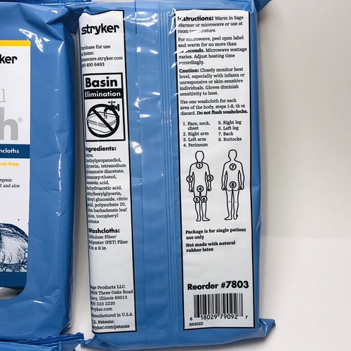 Stryker 4 Pack Sage Bath Body Washcloth Hygienic New Disposable Scent Free - Picture 4 of 4