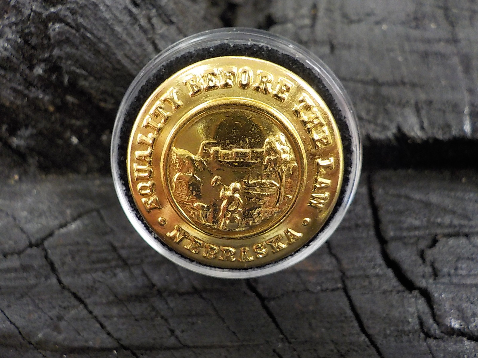 Old Rare Vintage Antique War Relic Nebraska Officer Coat Button