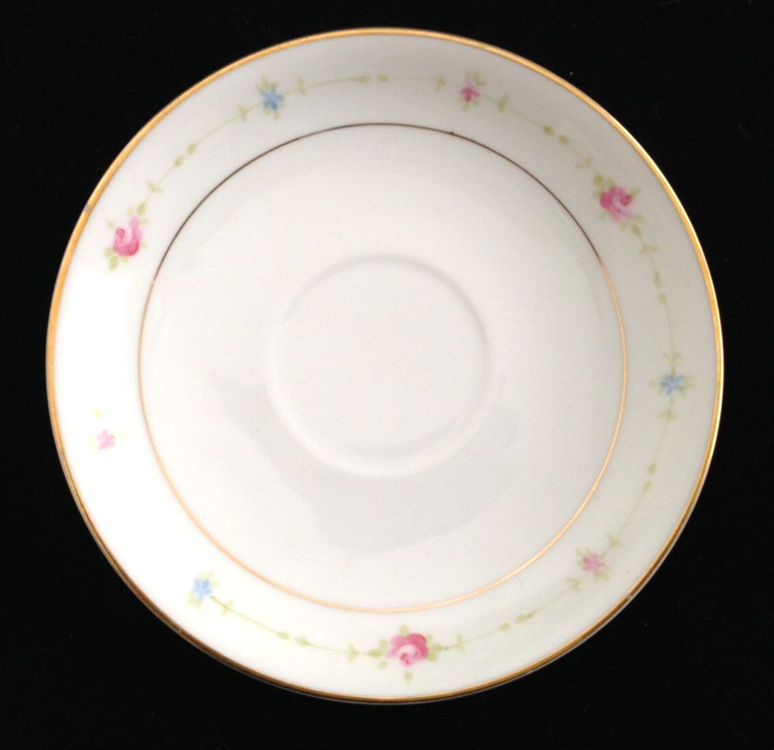 Noritake China Nippon N4533 Pink Rose & Blue Flowers, Gold Ring