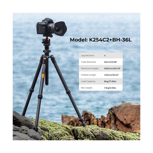 K&F Concept 64 inch/163cm Carbon Fiber Camera Tripod,Lightweight Travel Tripo... - Picture 2 of 6