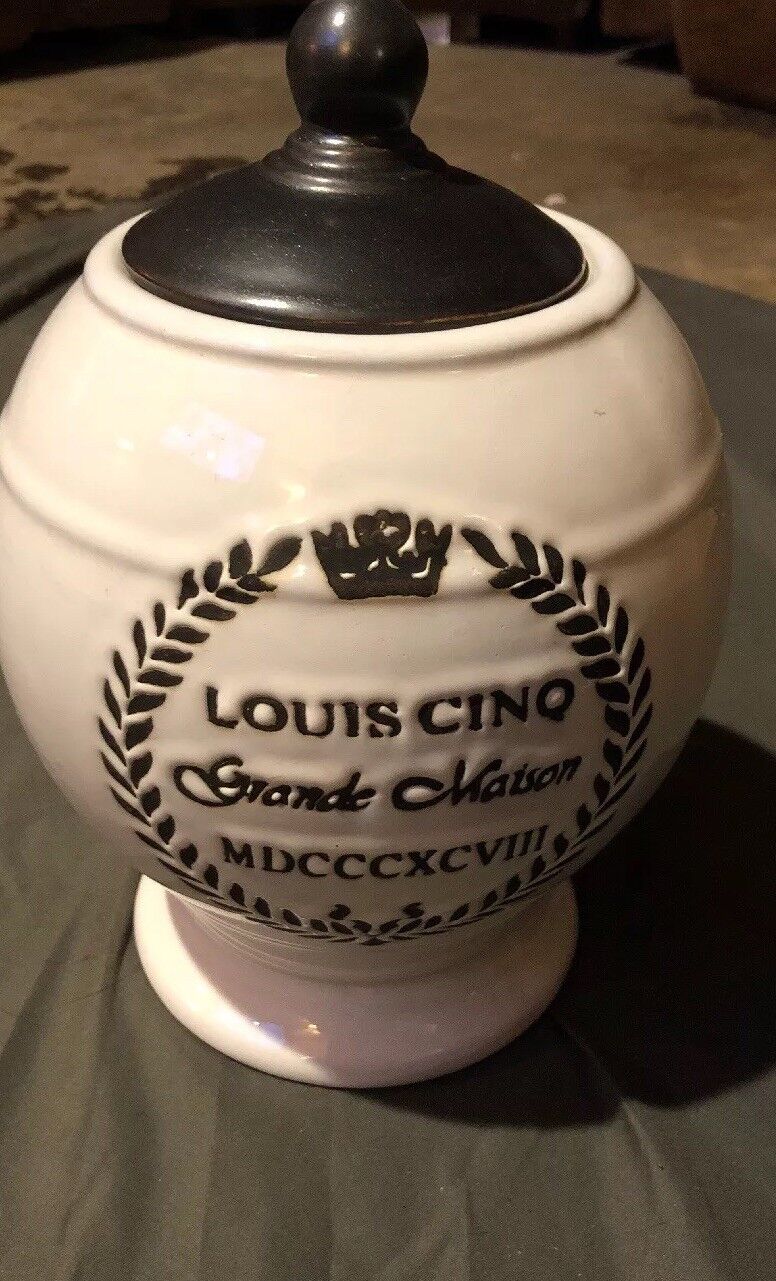 Brown And Ranking TOP8 Brand new White Lidded Jar Canister Cookie Louis 10” cinq New