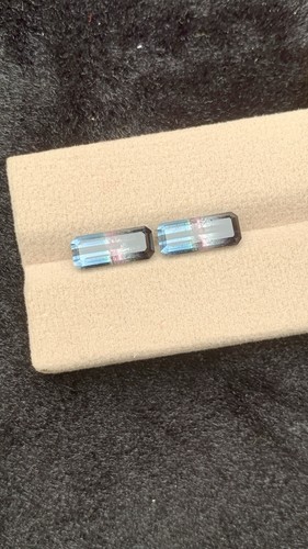 4.43 CRT Tricolour Tourmaline Pair Natural Earth Mined Unheated Faceted - Picture 2 of 5