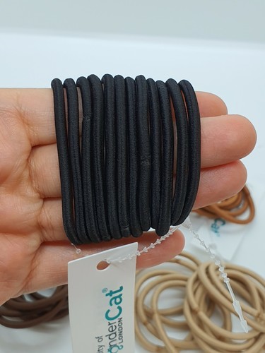 60 STÜCK SCHWARZ 3 MM > dickes hochwertiges HAARBAND Gummibänder ohne Haken Bommel Ponys - Bild 2 von 6