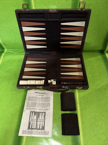 Vintage Cardinal Backgammon Set- Brown Corduroy Case VGC