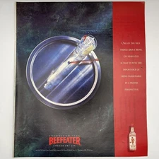 1991 Beefeater London Dry Gin PRINT AD Perspective Drink Glass Reflection Tray