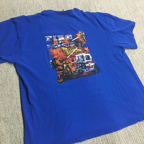 Fire And Rescue Men's T Shirt 2XL Blue XXL Firefighter Graphic Tee Short Sleeve - Picture 7 of 12
